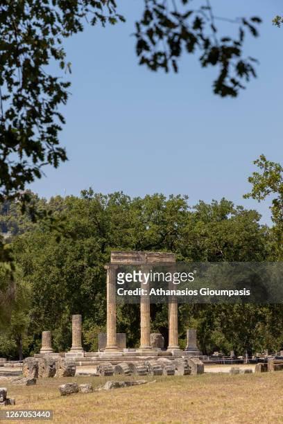 The Philippeion at The archaeological place of ancient Olympia on August 14, 2020 in Olympia, Greece.