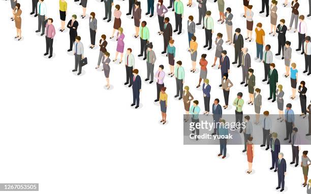 isometric crowd of people - large group of objects sport stock illustrations