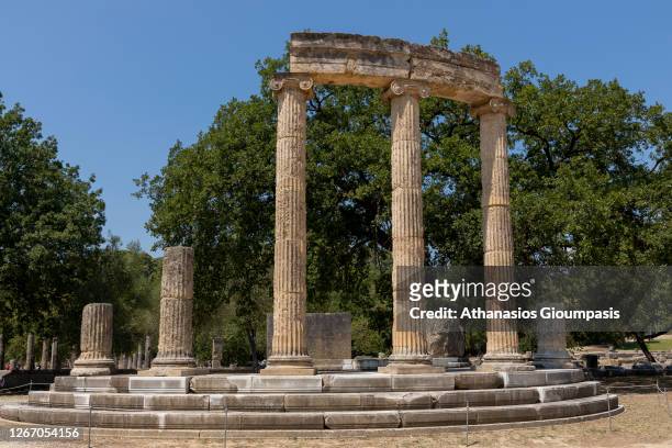 The Philippeion at The archaeological place of ancient Olympia on August 14, 2020 in Olympia, Greece.