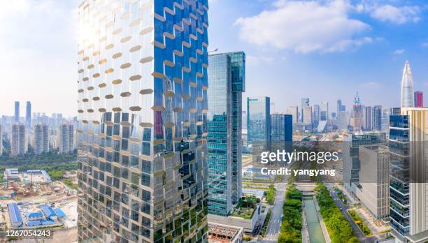 aerial photography china shenzhen skyscraper - shenzhen stock pictures, royalty-free photos & images