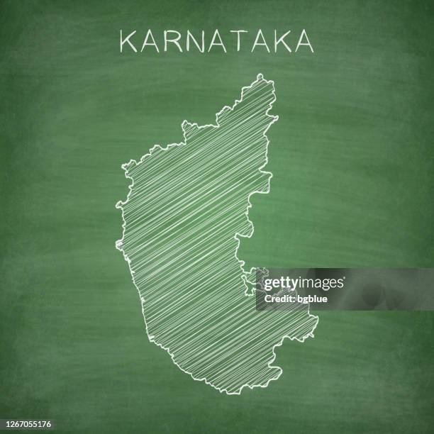 karnataka map drawn on chalkboard - blackboard - karnataka stock illustrations