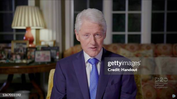 In this screenshot from the DNCC’s livestream of the 2020 Democratic National Convention, Former U.S. President Bill Clinton addresses the virtual...