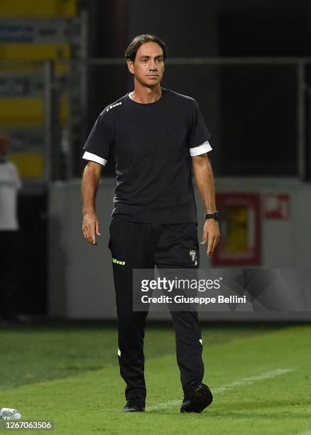 Alessandro Nesta head coach of Frosinone Calcio looks on during the Serie B Playoff Final first leg match between Frosinone Calcio and Spezia Calcio...