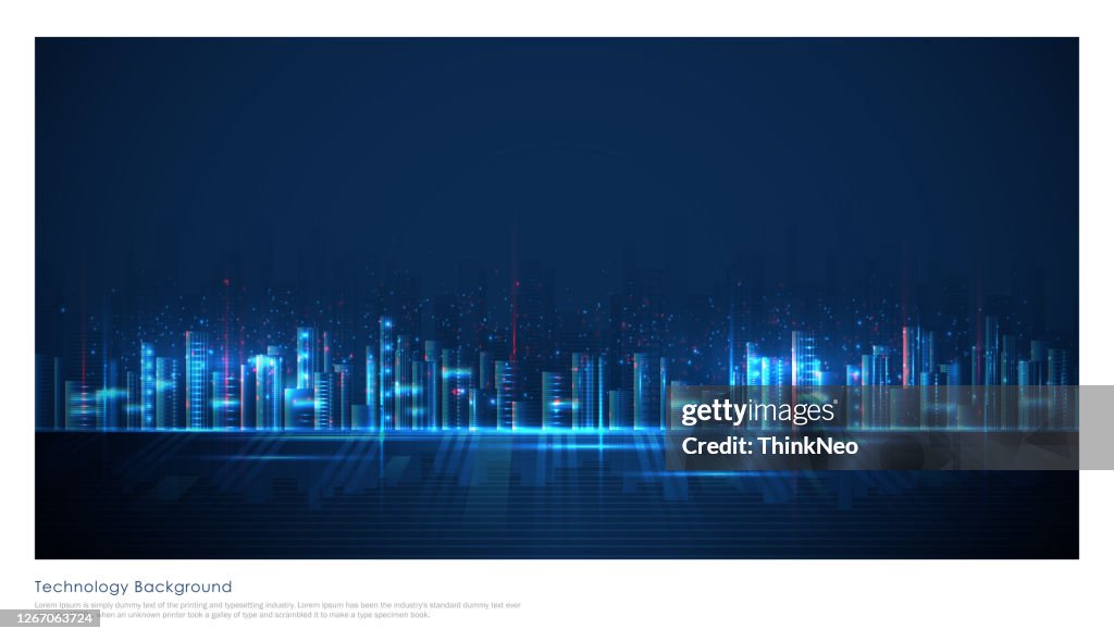 Futuristische blaue Smart-City-Hintergrund