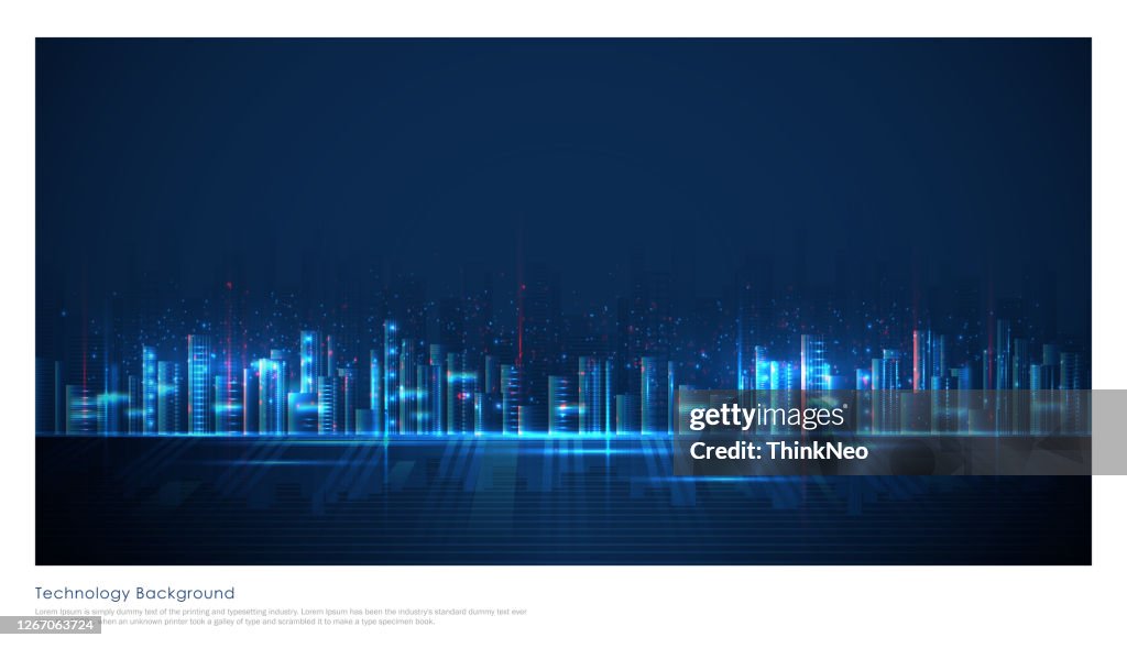 Futuristic blue smart city background