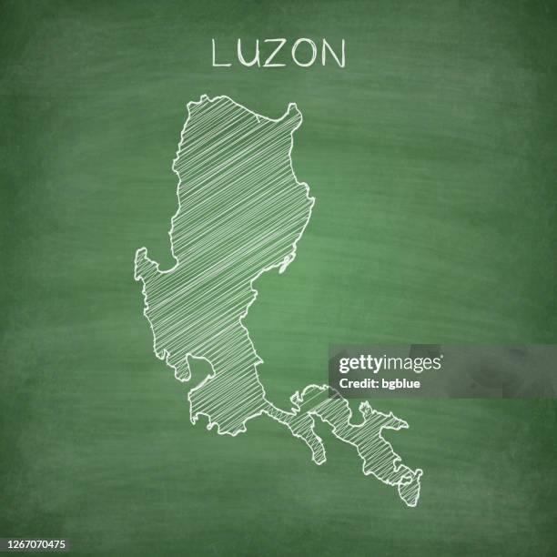 luzon map drawn on chalkboard - blackboard - philippine map drawing stock illustrations