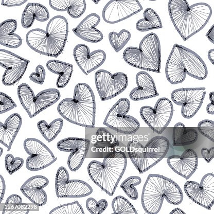 Abstract Seamless Love Pattern Design With Hand Drawn Uneven Irregular ...
