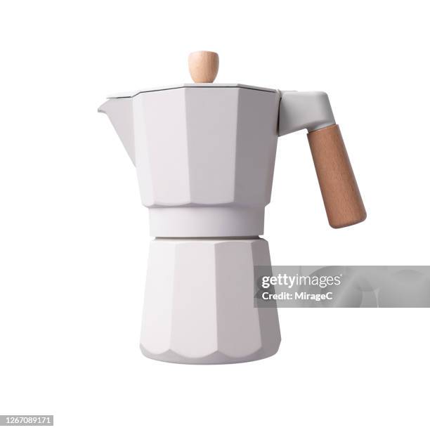 cream colored coffee maker on white - coffee pot stock pictures, royalty-free photos & images