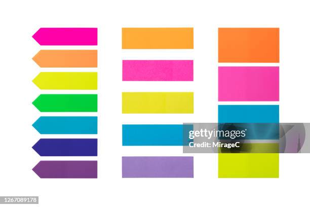 adhesive bookmarks and labels collection - bookmark stock pictures, royalty-free photos & images