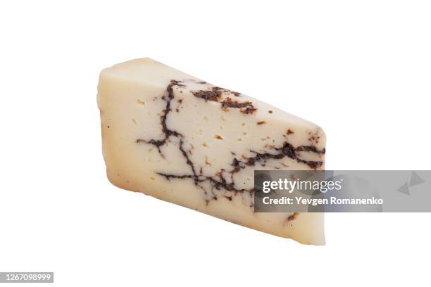 truffle cheese isolated on white background - queso edam fotografías e imágenes de stock