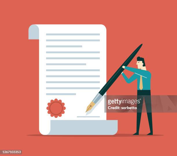 signing a contract - agreement stock illustrations