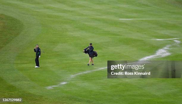 Phillip Eriksson of Sweden on the 18th hole during a practice round prior to the Wales Open at the Celtic Manor Resort on August 19, 2020 in Newport,...