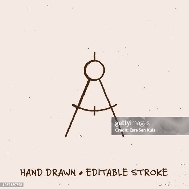 hand drawn compasses icon with editable stroke - engineering students stock illustrations