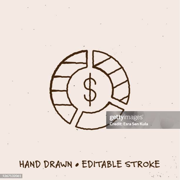 hand drawn pie chart icon with editable stroke - individual development plan stock illustrations