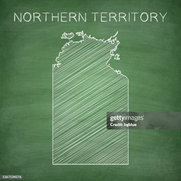 northern territory map drawn on chalkboard - blackboard - darwin stock illustrations
