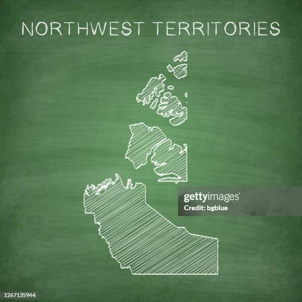northwest territories map drawn on chalkboard - blackboard - yellowknife stock illustrations