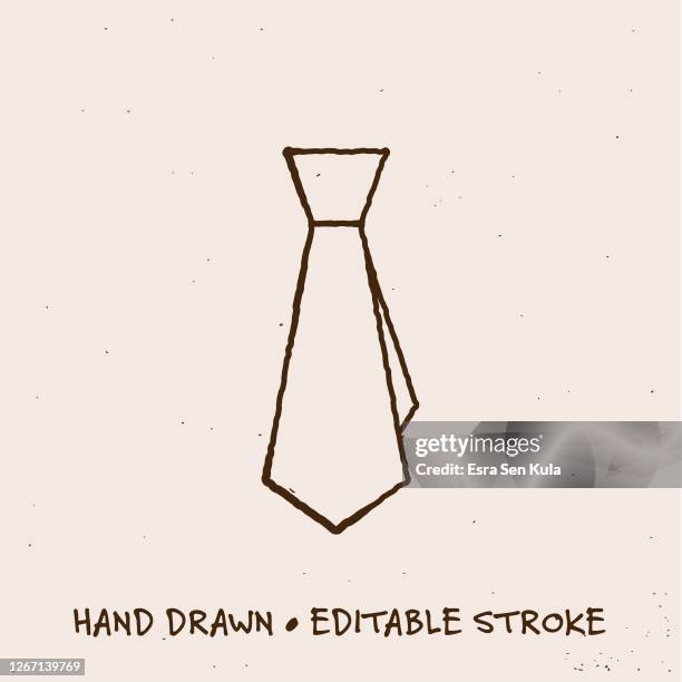 hand drawn tie icon with editable stroke - necktie stock illustrations