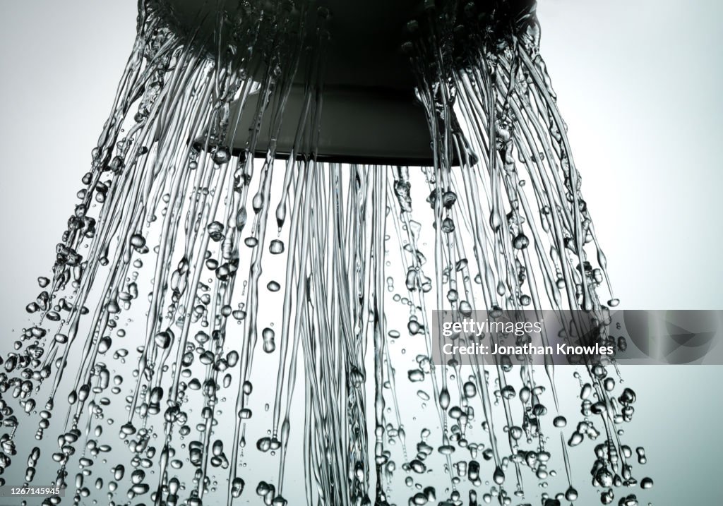 Water draining from colander