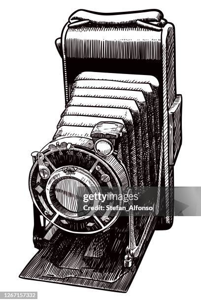 old camera drawing - camera sketch stock illustrations