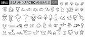 Marine Life Thin Line Icons - Editable Stroke