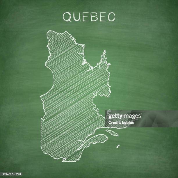 quebec map drawn on chalkboard - blackboard - quebec stock illustrations