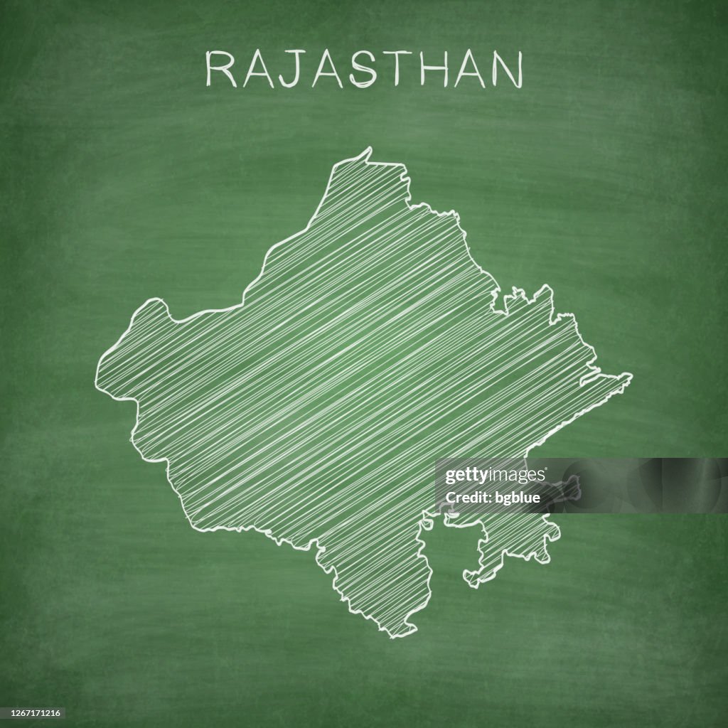 Metallic Rajasthan Map Rajasthan Map Drawn On Chalkboard Blackboard High-Res Vector Graphic ...