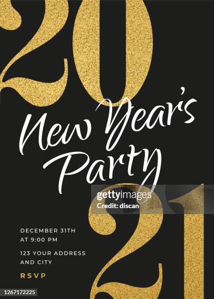 2021 - holiday new years party invitation design template. - midnight stock illustrations