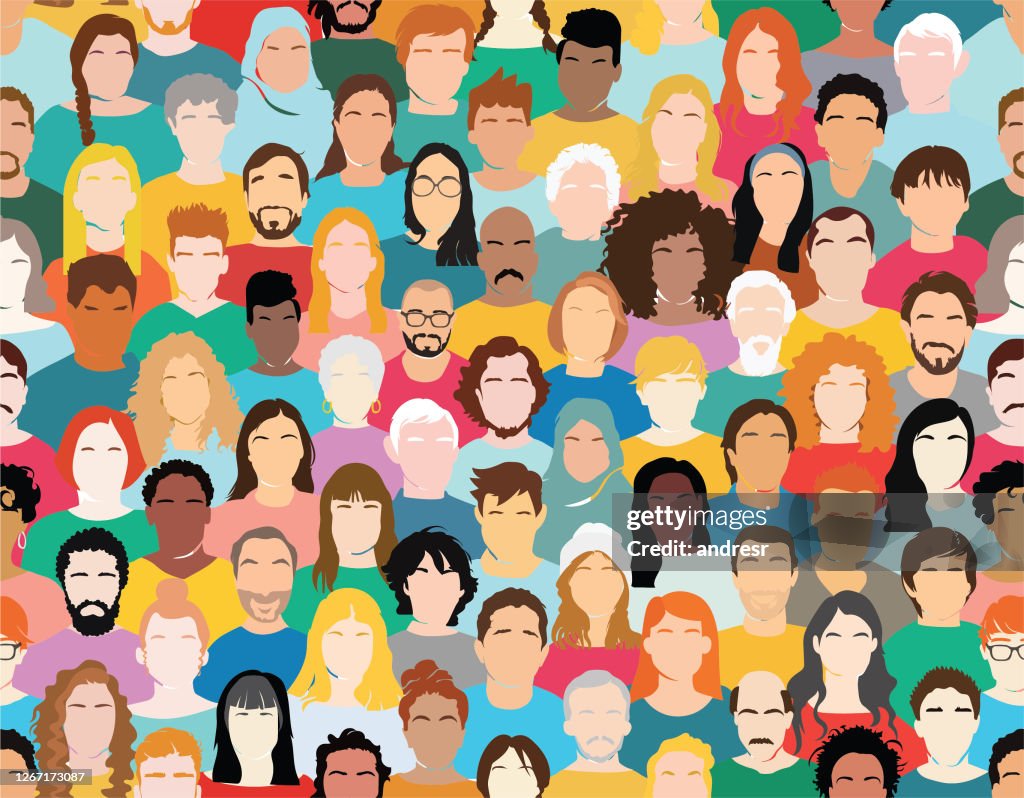 Ilustração de um grupo multiétnico de pessoas
