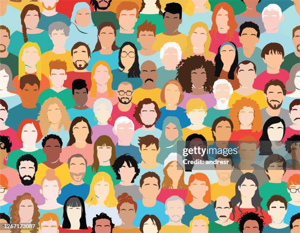 illustration of a multi-ethnic group of people - celebration concept stock illustrations