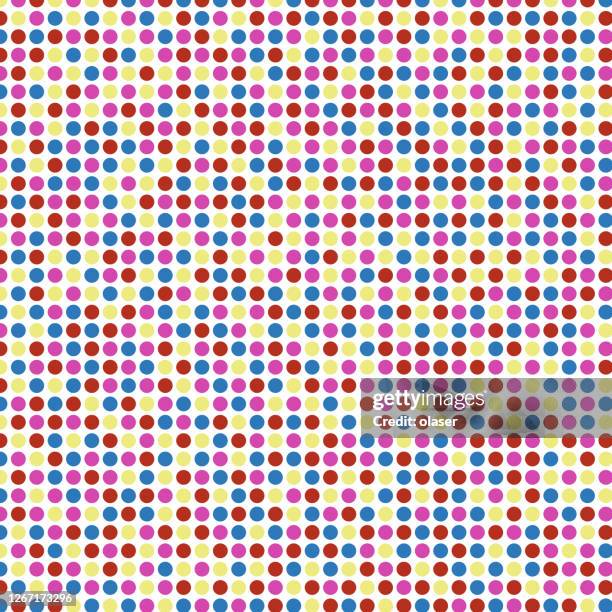 evenly spaced circle shapes pattern. pattern background illustration with 5 separate box color. - small circle pattern stock illustrations