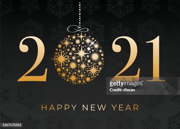 happy new year's 2021 black background. winter holiday greeting card design template. - new years eve 2019 stock illustrations
