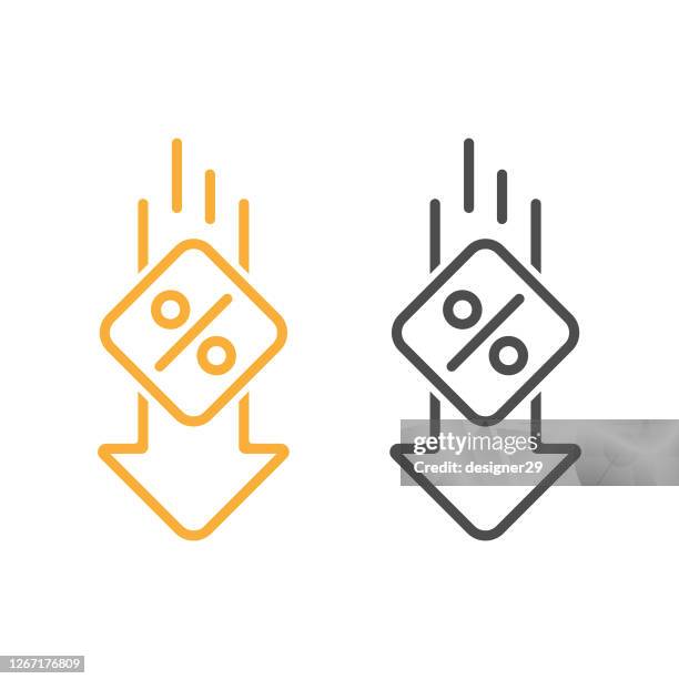 stockillustraties, clipart, cartoons en iconen met pictogram vectorontwerp percentage down line. - rente