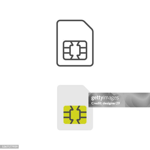 sim-karte icon flaches design. - sim karte stock-grafiken, -clipart, -cartoons und -symbole