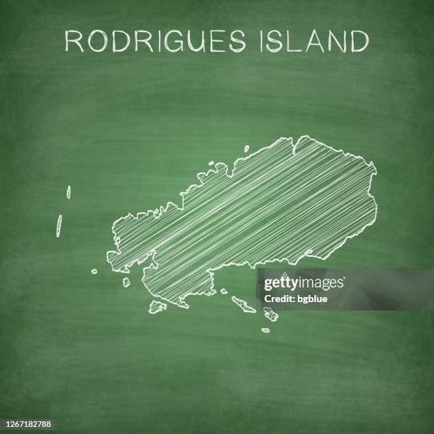 rodrigues island map drawn on chalkboard - blackboard - mauritius stock illustrations