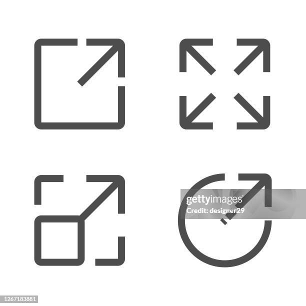 illustrazioni stock, clip art, cartoni animati e icone di tendenza di icona a schermo intero set vector design. - ampio