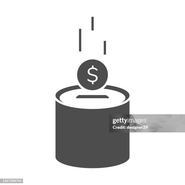 moneybox icon vektor-design. - spardose stock-grafiken, -clipart, -cartoons und -symbole