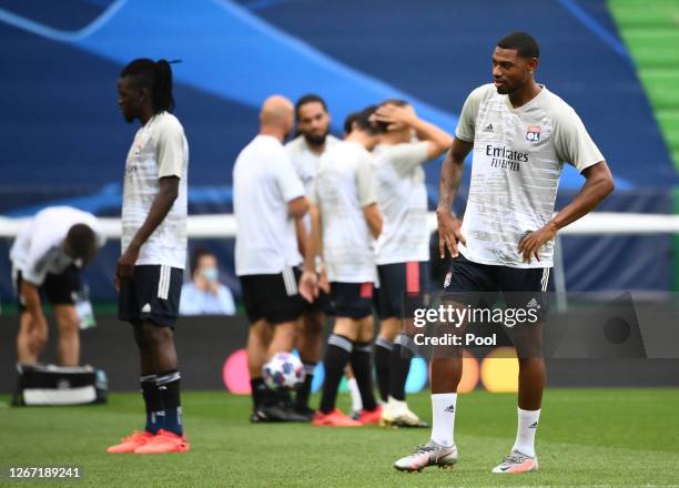 Jeff Reine-Adelaide of Olympique Lyonnais warms up prior to the UEFA Champions League Semi Final match between Olympique Lyonnais and Bayern Munich...