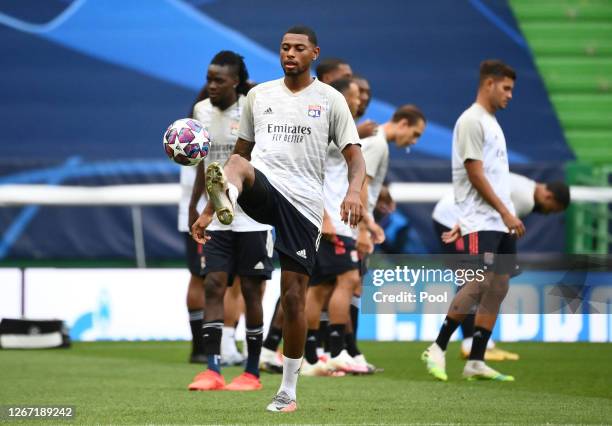 Jeff Reine-Adelaide of Olympique Lyonnais warms up prior to the UEFA Champions League Semi Final match between Olympique Lyonnais and Bayern Munich...
