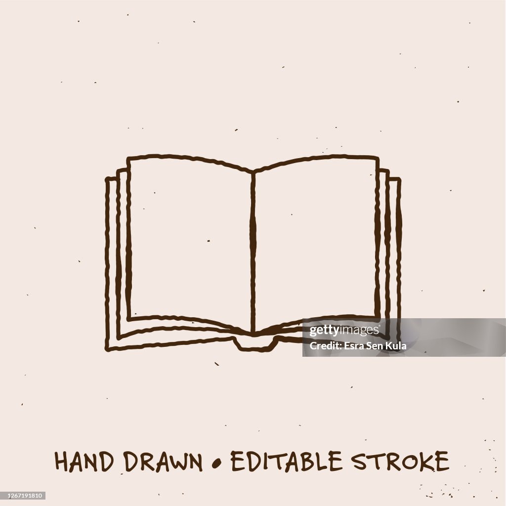 Hand gezeichnetbuchSymbol mit bearbeitbarem Strich