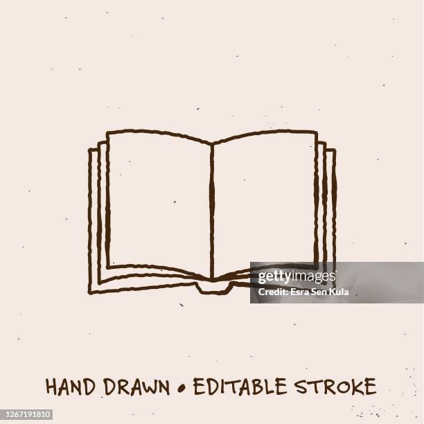 hand drawn book icon with editable stroke - book stock illustrations