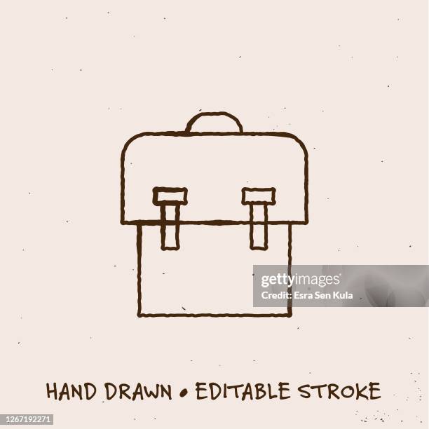 hand drawn school bag icon with editable stroke - first day stock illustrations
