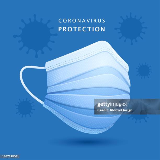 stockillustraties, clipart, cartoons en iconen met medisch masker. coronavirus bescherming. - mondmasker