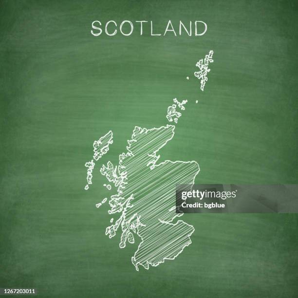 scotland map drawn on chalkboard - blackboard - edinburgh stock illustrations
