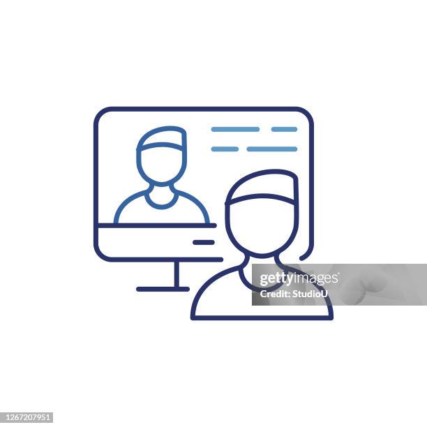 video call icon - two people computer stock illustrations