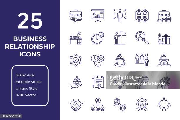 business relationships line icon design - geschäftsbeziehung stock-grafiken, -clipart, -cartoons und -symbole
