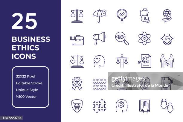 business ethics line icon design - moral compass stock illustrations