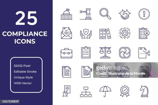 compliance line icon design - business agreement stock illustrations