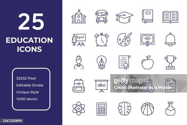 ilustrações, clipart, desenhos animados e ícones de design de ícone da linha de educação - matematica