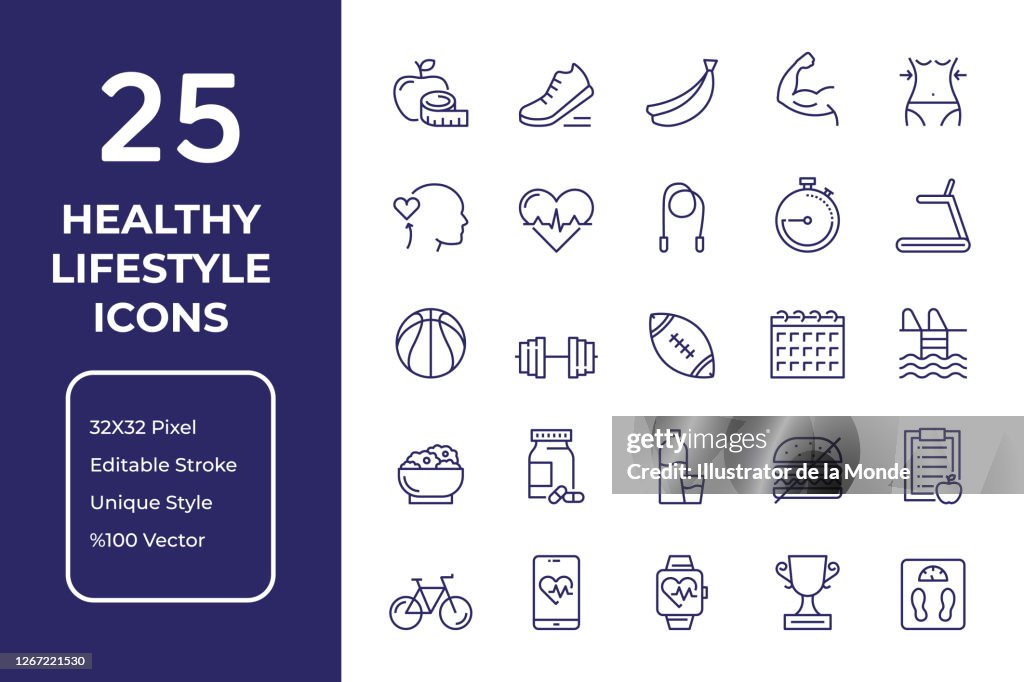 Healthy Lifestyle Line Icon Design