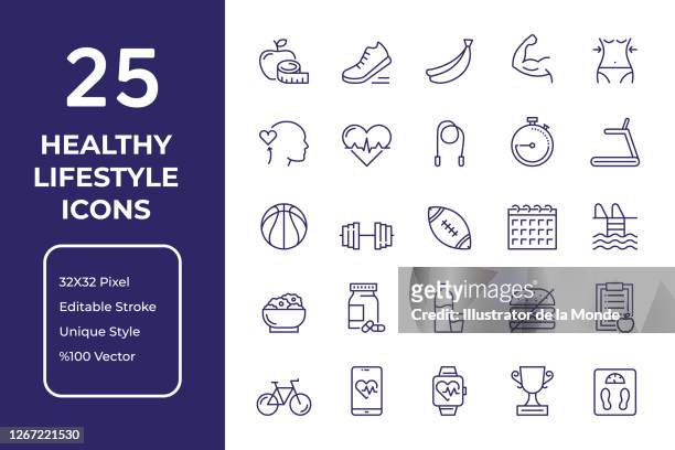 healthy lifestyle line icon design - healthy lifestyle stock illustrations
